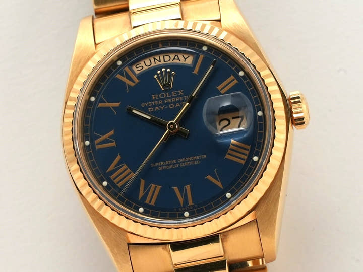 ロレックス デイデイト36 Ref.1803/8 イエローゴールド ブルー文字盤