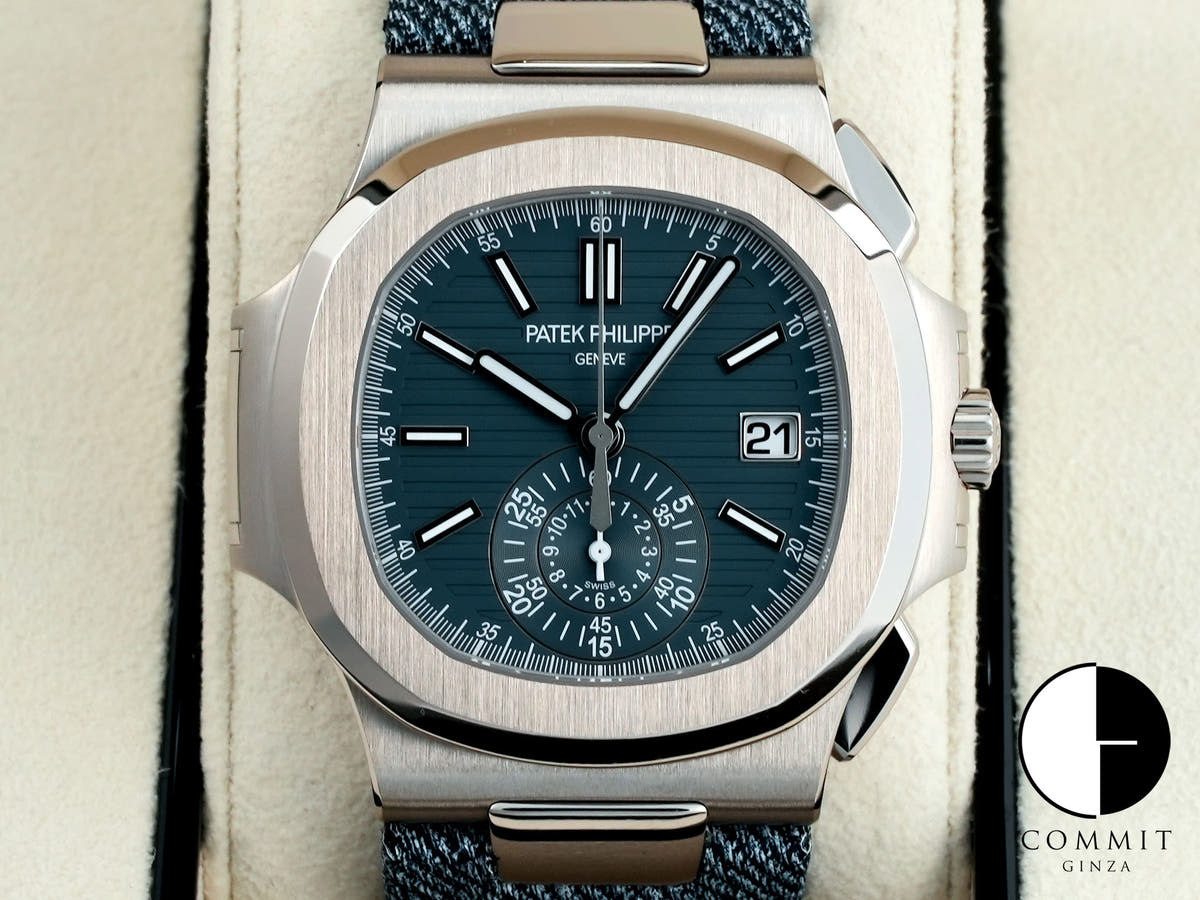 パテックフィリップ ノーチラス クロノグラフ Ref.5980/60G-001 ホワイトゴールド ブルーグレー オパーリン文字盤