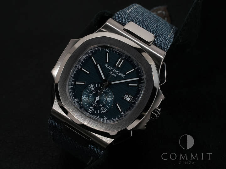 パテックフィリップ ノーチラス クロノグラフ Ref.5980/60G-001 ホワイトゴールド ブルーグレー オパーリン文字盤