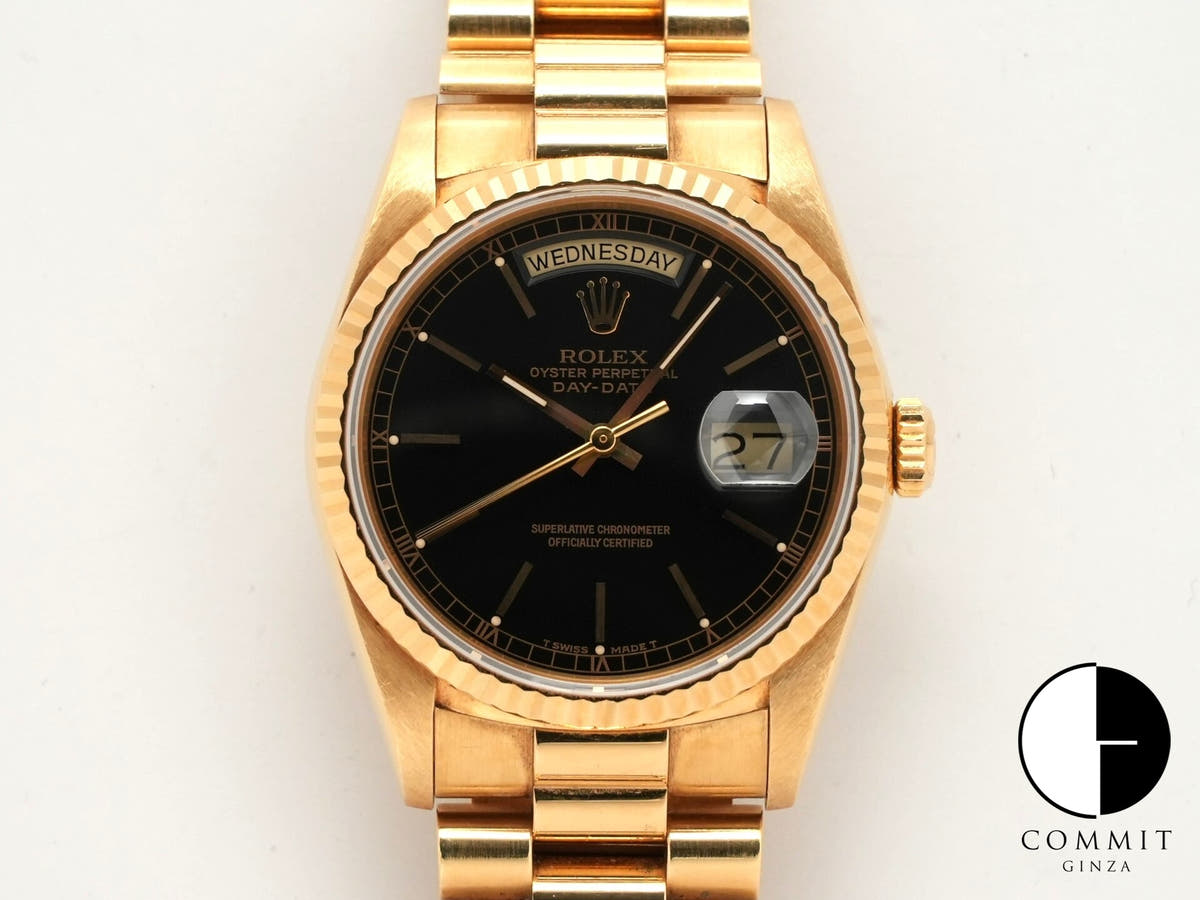 ロレックス デイデイト36 Ref.18238 イエローゴールド ブラック文字盤