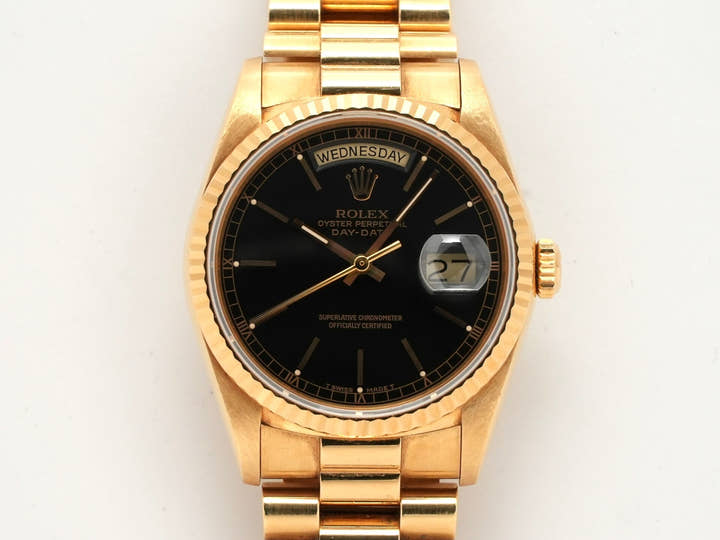 ロレックス デイデイト36 Ref.18238 イエローゴールド ブラック文字盤