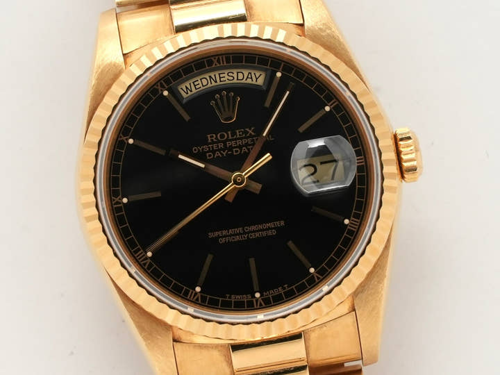 ロレックス デイデイト36 Ref.18238 イエローゴールド ブラック文字盤