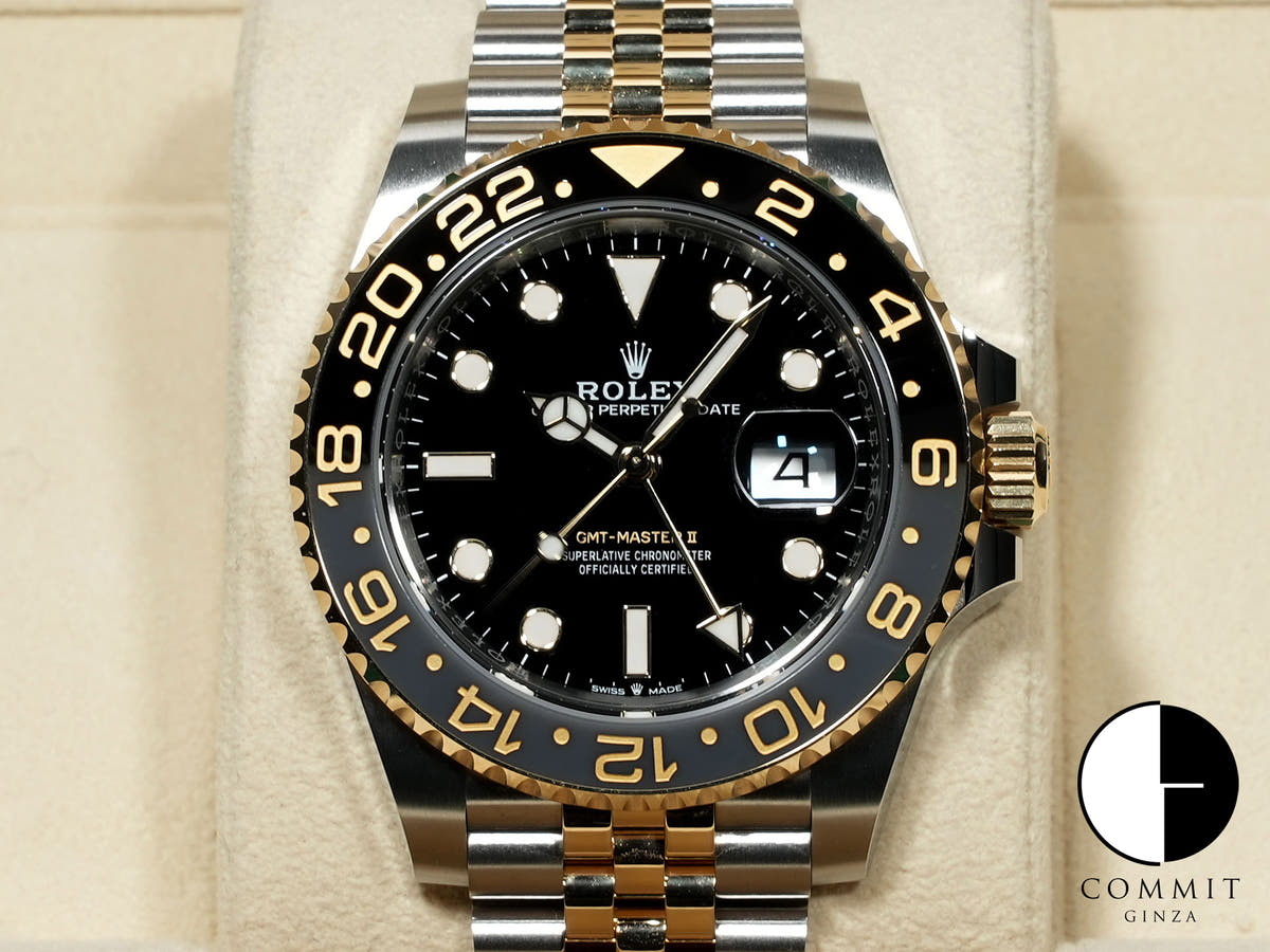 Rolex GMT-Master II Ref. 126713GRNR Stainless Steel/Yellow Gold Black Dial Jubilee Bracelet