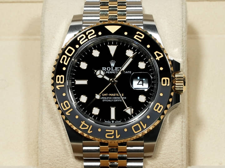Rolex GMT-Master II Ref. 126713GRNR Stainless Steel/Yellow Gold Black Dial Jubilee Bracelet