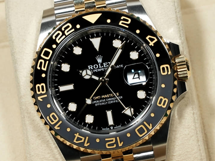 Rolex GMT-Master II Ref. 126713GRNR Stainless Steel/Yellow Gold Black Dial Jubilee Bracelet