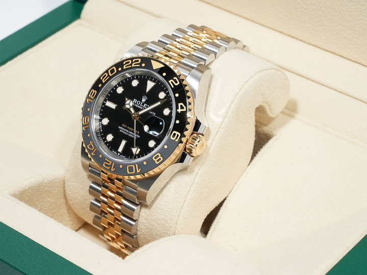 Rolex GMT-Master II Ref. 126713GRNR Stainless Steel/Yellow Gold Black Dial Jubilee Bracelet