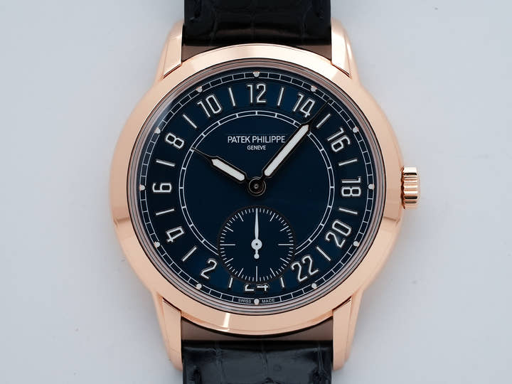パテックフィリップ カラトラバ トラベルタイム Ref.5224R-001 ローズゴールド ブルー文字盤