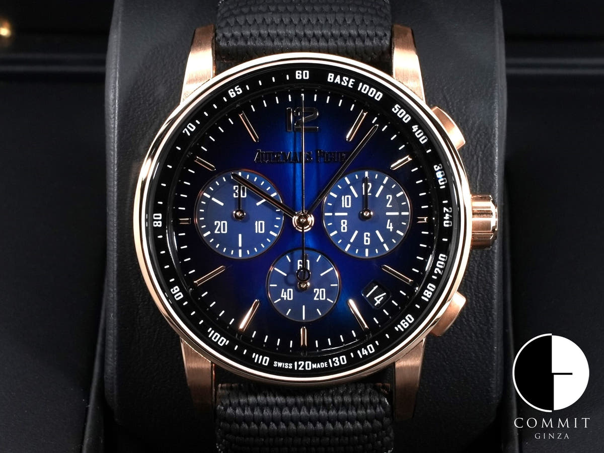 オーデマピゲ CODE 11.59 バイ オーデマ ピゲ クロノグラフ Ref.26393OR.OO.A002KB.03 ピンクゴールド ブルー文字盤