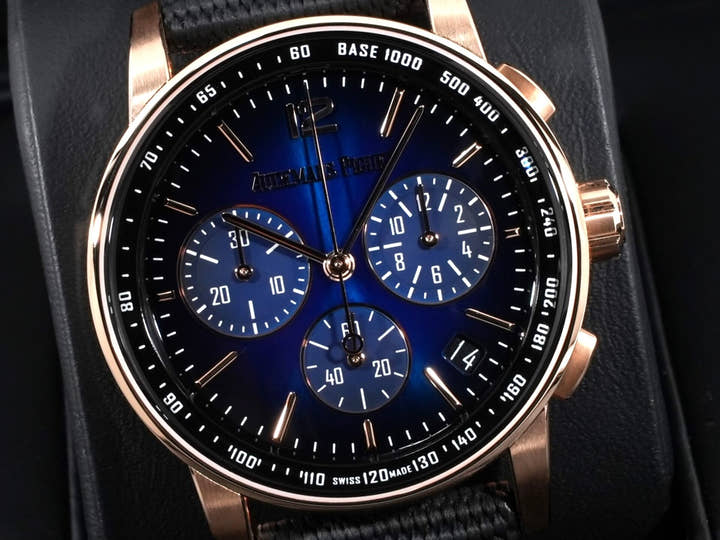オーデマピゲ CODE 11.59 バイ オーデマ ピゲ クロノグラフ Ref.26393OR.OO.A002KB.03 ピンクゴールド ブルー文字盤