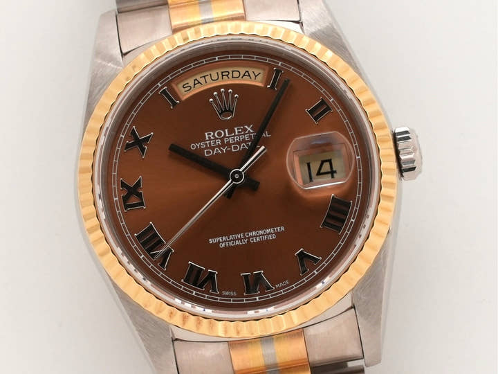 ロレックス デイデイト トリドール Ref.18239BIC ホワイトゴールド/ローズゴールド/イエローゴールド ハバナ ローマン文字盤