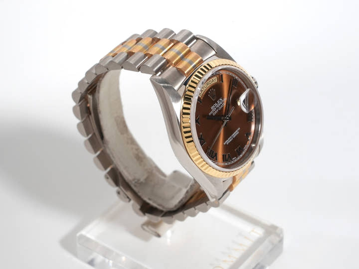 ロレックス デイデイト トリドール Ref.18239BIC ホワイトゴールド/ローズゴールド/イエローゴールド ハバナ ローマン文字盤