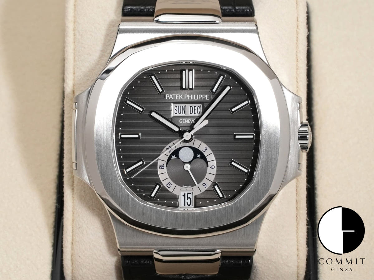 パテックフィリップ ノーチラス アニュアルカレンダー ムーンフェイズ Ref.5726A-001 ステンレススチール ブラック文字盤