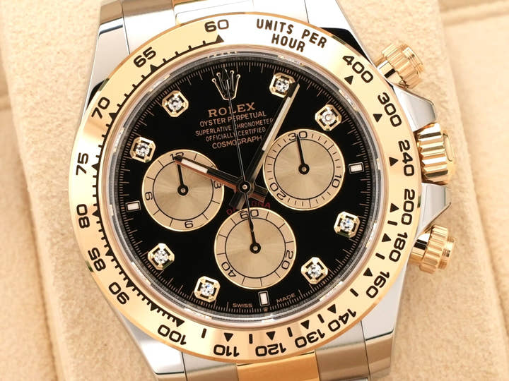 ロレックス デイトナ Ref.126503G ステンレススチール/イエローゴールド ブラックxゴールデンx8Pダイヤ文字盤
