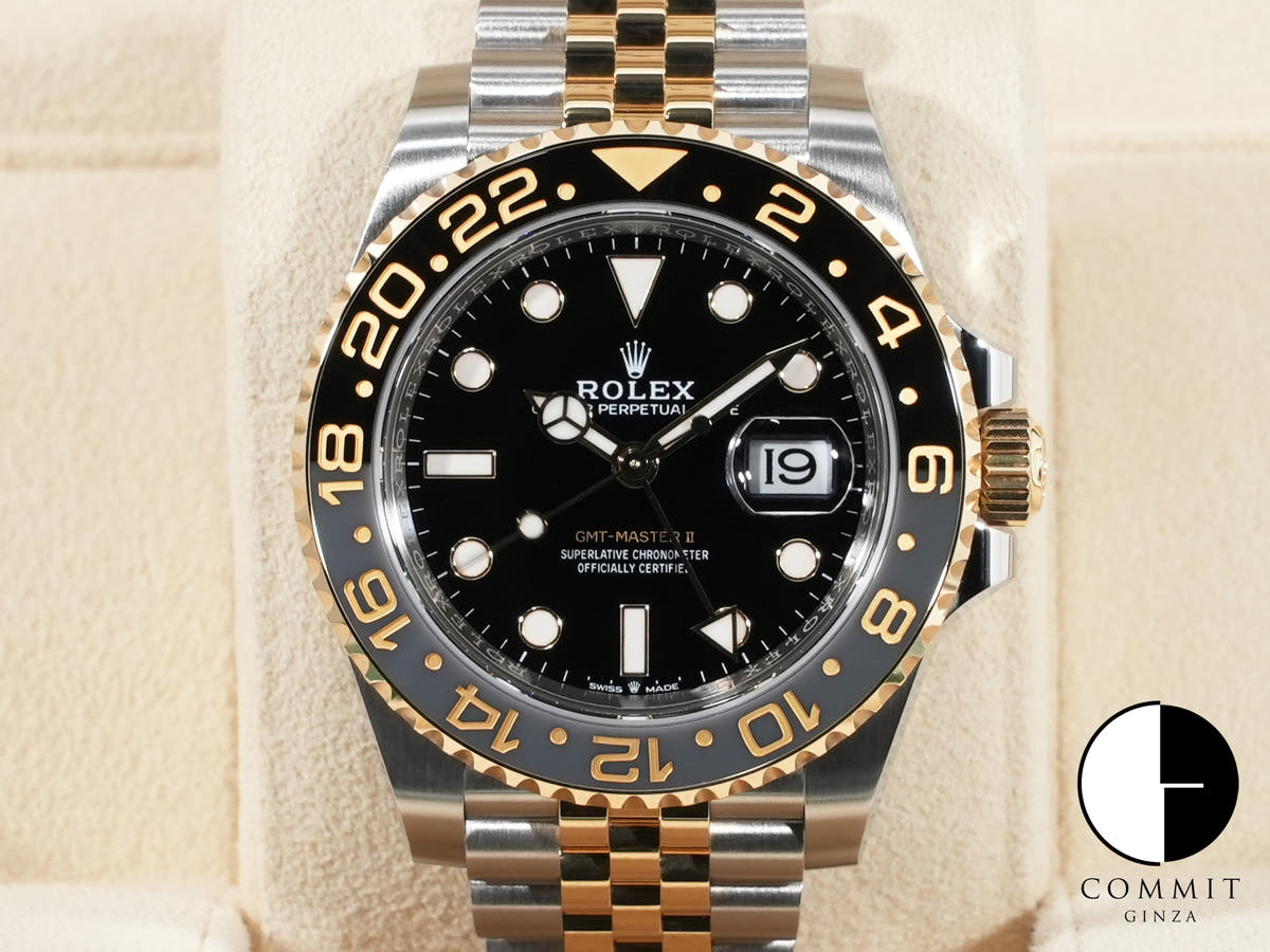 Rolex GMT-Master II Ref. 126713GRNR Stainless Steel/Yellow Gold Black Dial Jubilee Bracelet