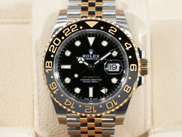 Rolex GMT-Master II Ref. 126713GRNR Stainless Steel/Yellow Gold Black Dial Jubilee Bracelet