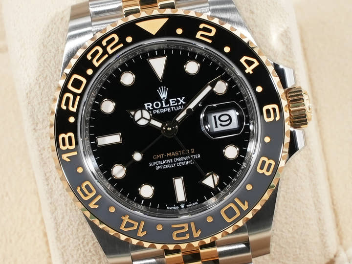 Rolex GMT-Master II Ref. 126713GRNR Stainless Steel/Yellow Gold Black Dial Jubilee Bracelet
