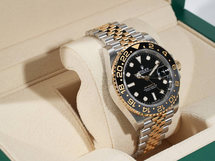 Rolex GMT-Master II Ref. 126713GRNR Stainless Steel/Yellow Gold Black Dial Jubilee Bracelet