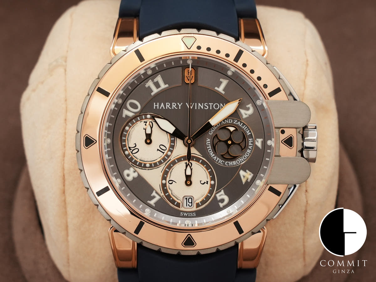 ハリーウィンストン オーシャンダイバー クロノグラフ Ref.410MCA44RZCA グレー文字盤 中古 4nf36ewj