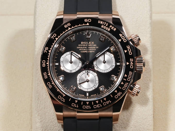 Rolex Daytona Ref. 126515LN Everose Gold Bright Black x Sandstone x 8P Diamond Dial
