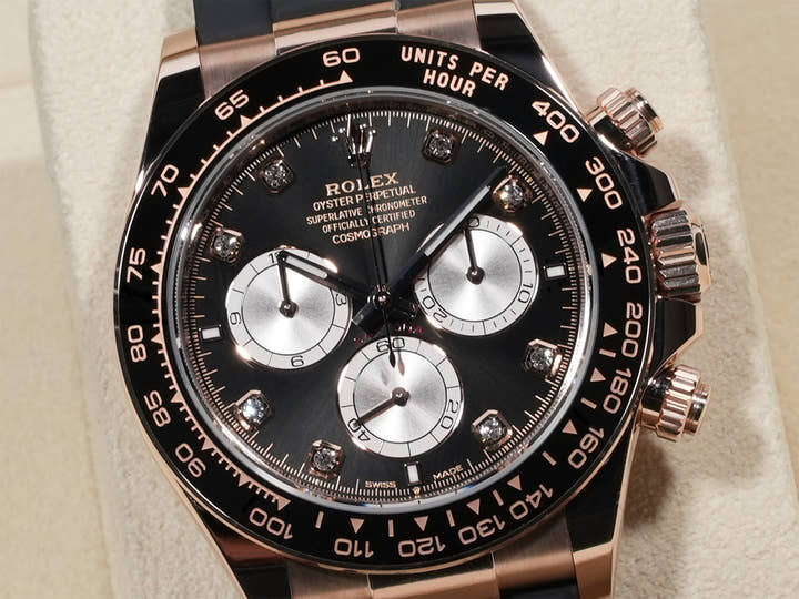 Rolex Daytona Ref. 126515LN Everose Gold Bright Black x Sandstone x 8P Diamond Dial
