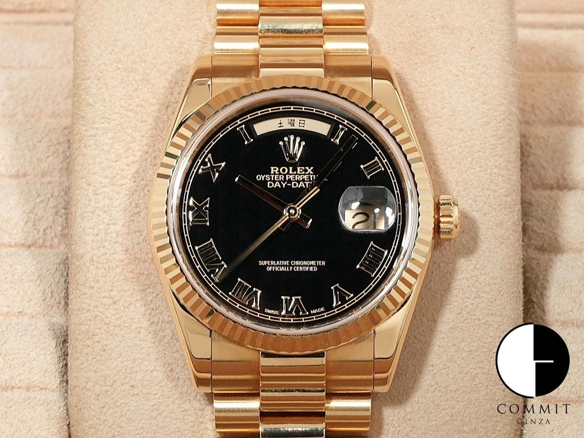 ロレックス デイデイト36 Ref.118238 イエローゴールド ブラック ピラミッド文字盤