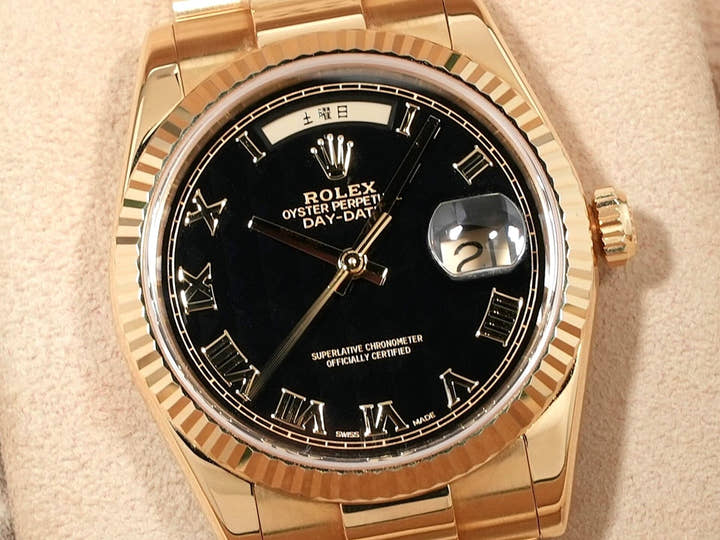 ロレックス デイデイト36 Ref.118238 イエローゴールド ブラック ピラミッド文字盤