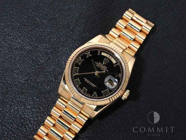 ロレックス デイデイト36 Ref.118238 イエローゴールド ブラック ピラミッド文字盤