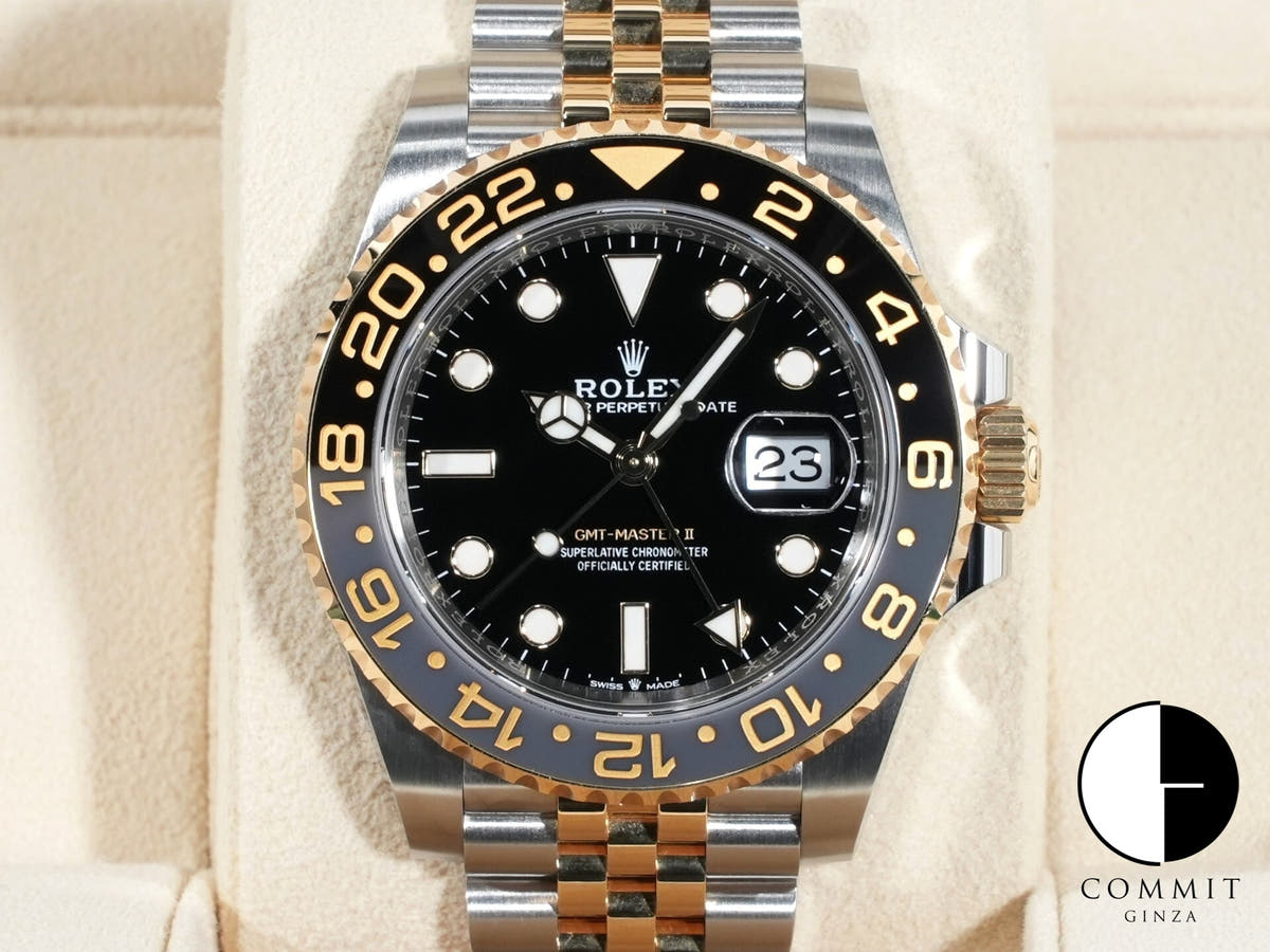 Rolex GMT-Master II Ref. 126713GRNR Stainless Steel/Yellow Gold Black Dial Jubilee Bracelet