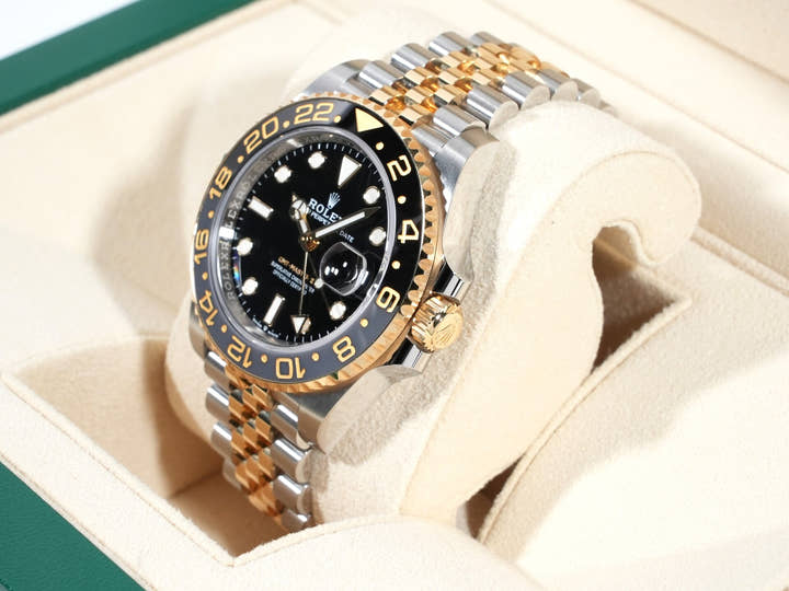 Rolex GMT-Master II Ref. 126713GRNR Stainless Steel/Yellow Gold Black Dial Jubilee Bracelet