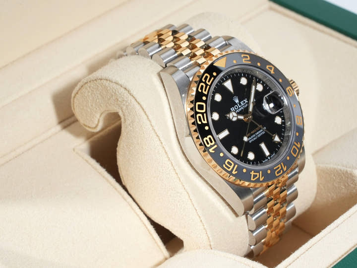 Rolex GMT-Master II Ref. 126713GRNR Stainless Steel/Yellow Gold Black Dial Jubilee Bracelet