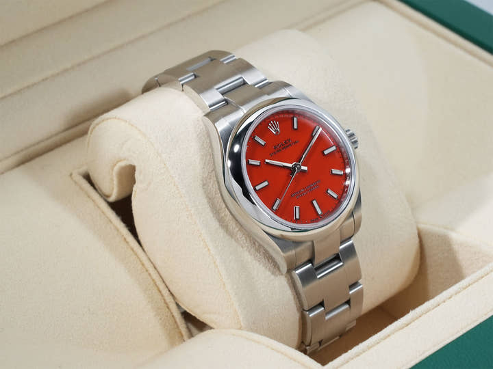 ロレックス オイスターパーペチュアル31 Ref.277200 ステンレススチール コーラルレッド文字盤