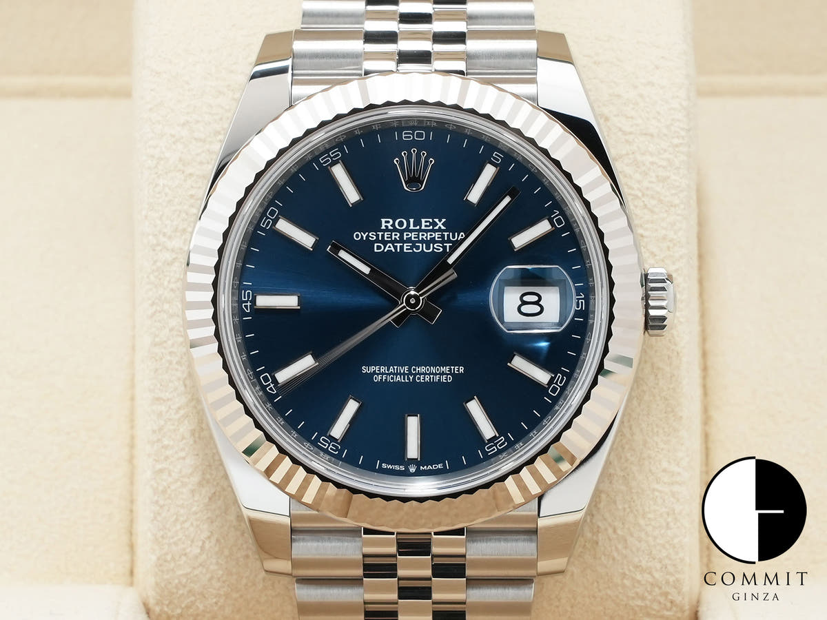 Rolex Datejust 41 Ref. 126334 Stainless Steel/White Gold Bright Blue Dial Jubilee Bracelet