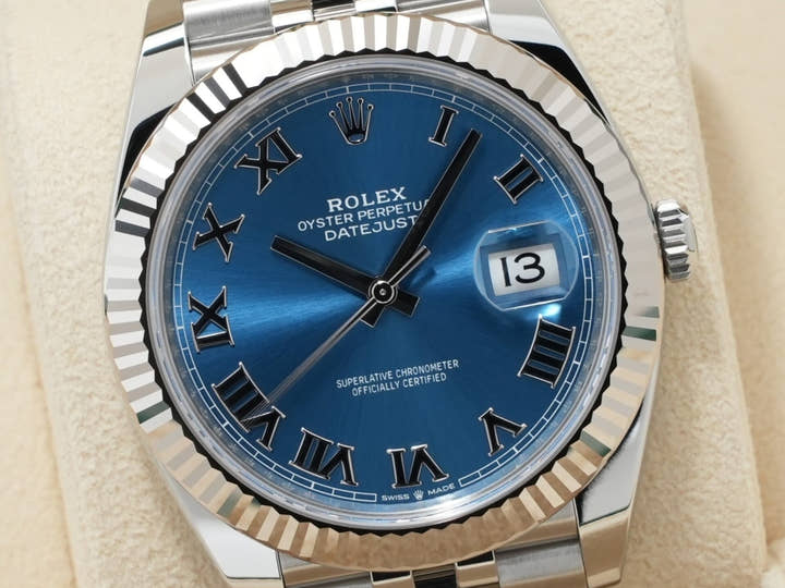 Rolex Datejust 41 Ref. 126334 Stainless Steel/White Gold Azurro Blue Dial Jubilee Bracelet