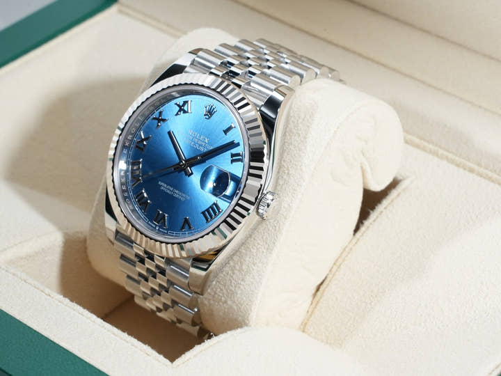 Rolex Datejust 41 Ref. 126334 Stainless Steel/White Gold Azurro Blue Dial Jubilee Bracelet