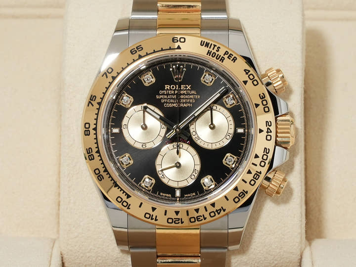 ロレックス デイトナ Ref.126503G ステンレススチール/イエローゴールド ブラックxゴールデンx8Pダイヤ文字盤