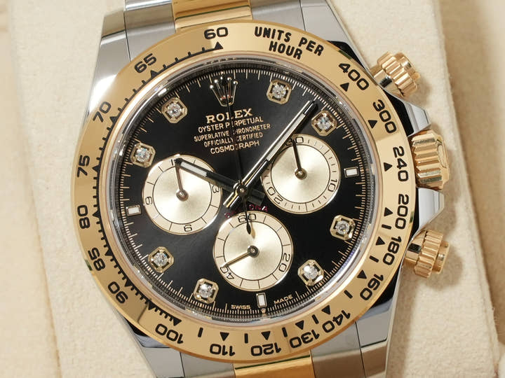 ロレックス デイトナ Ref.126503G ステンレススチール/イエローゴールド ブラックxゴールデンx8Pダイヤ文字盤