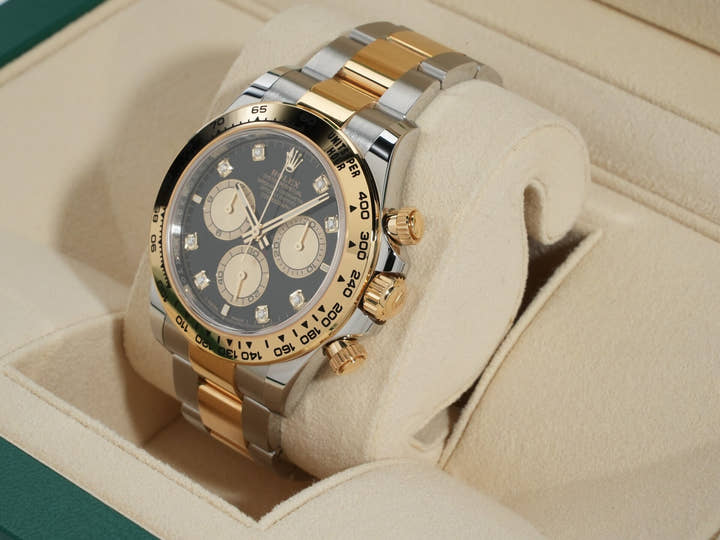 ロレックス デイトナ Ref.126503G ステンレススチール/イエローゴールド ブラックxゴールデンx8Pダイヤ文字盤