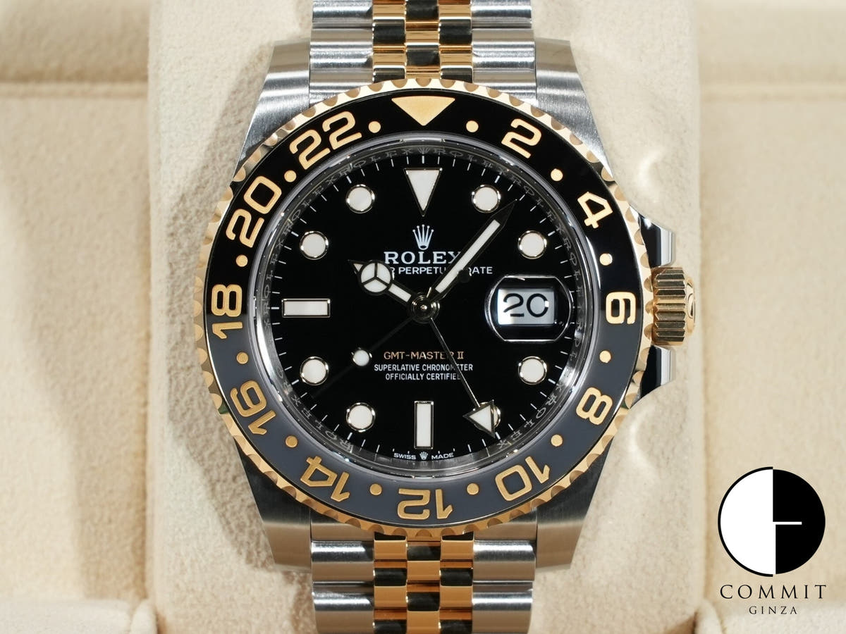 Rolex GMT-Master II Ref. 126713GRNR Stainless Steel/Yellow Gold Black Dial Jubilee Bracelet