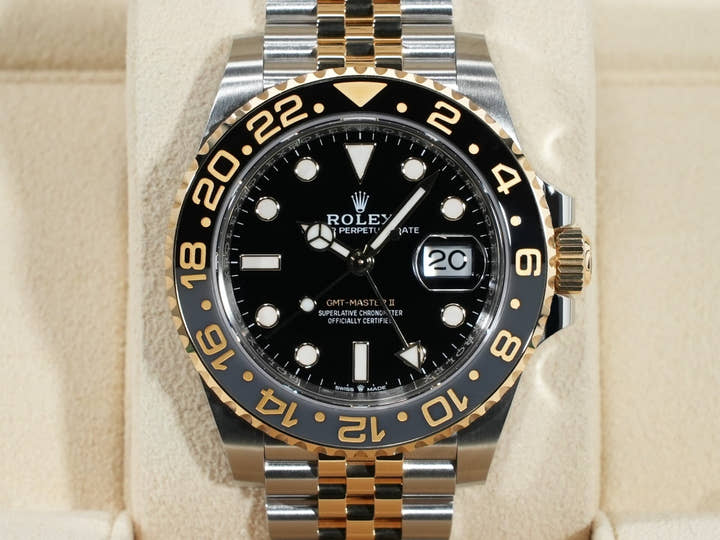 Rolex GMT-Master II Ref. 126713GRNR Stainless Steel/Yellow Gold Black Dial Jubilee Bracelet