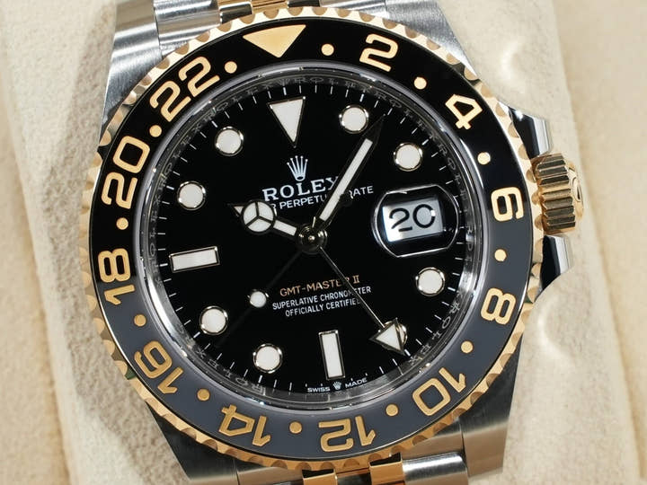 Rolex GMT-Master II Ref. 126713GRNR Stainless Steel/Yellow Gold Black Dial Jubilee Bracelet