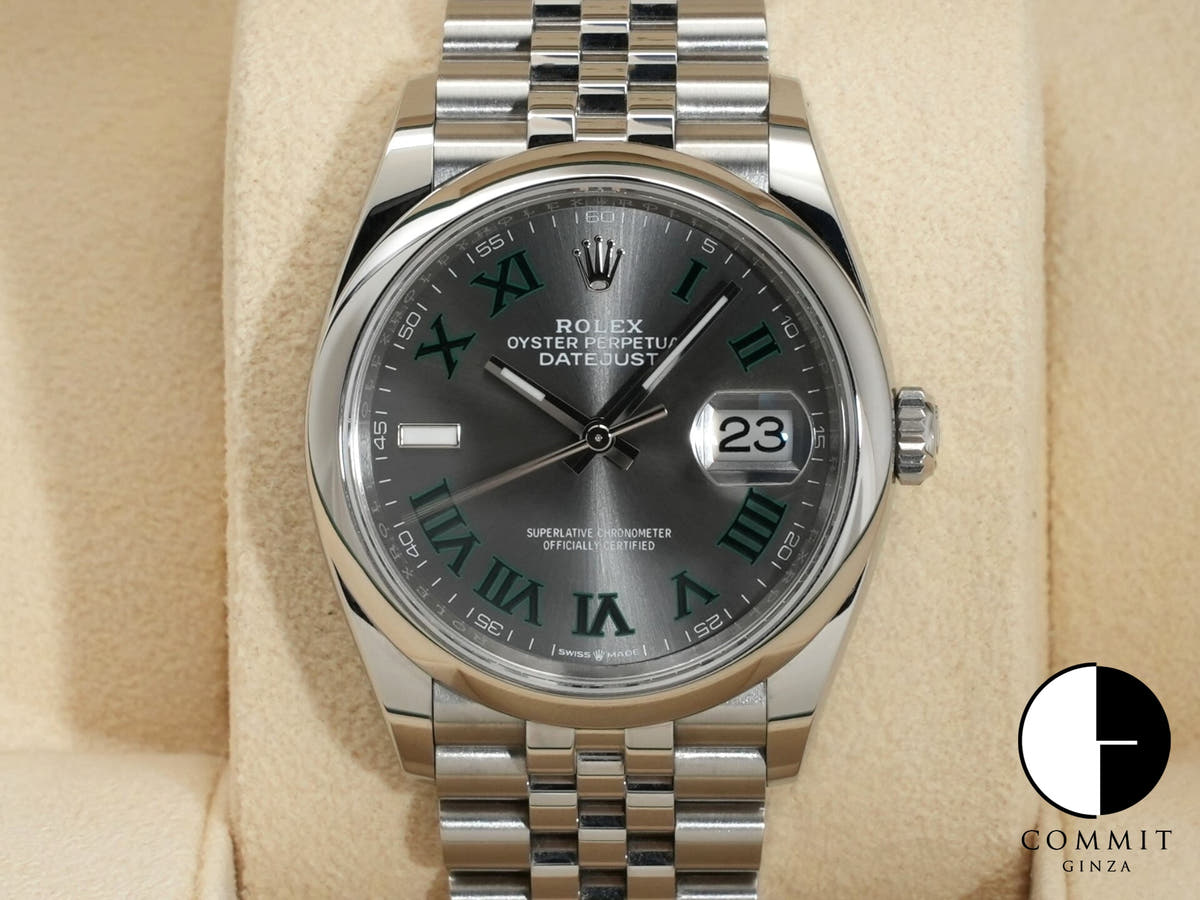 ロレックス デイトジャスト36 Ref.126200 ステンレススチール スレートローマン文字盤 ジュビリーブレスレット 美中古 3bsg52g6