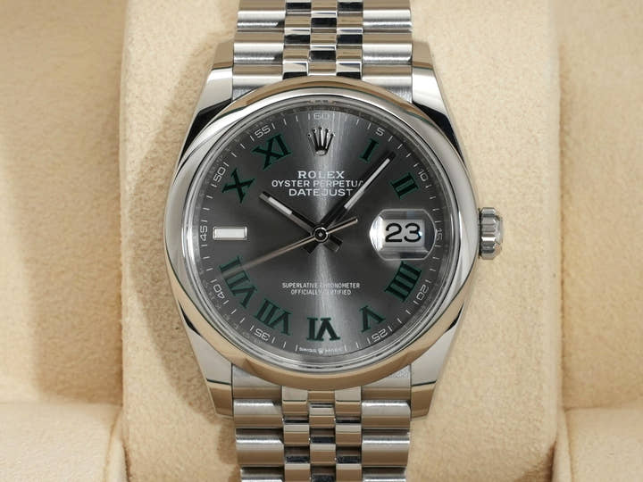 ロレックス デイトジャスト36 Ref.126200 ステンレススチール スレートローマン文字盤 ジュビリーブレスレット 美中古 3bsg52g6