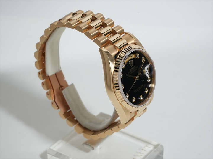 ロレックス デイデイト36 Ref.18238G イエローゴールド オニキスx10Pダイヤ文字盤