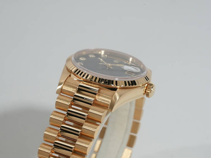 ロレックス デイデイト36 Ref.18238G イエローゴールド オニキスx10Pダイヤ文字盤