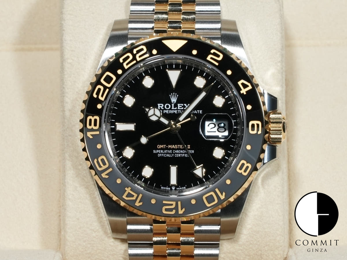 Rolex GMT-Master II Ref. 126713GRNR Stainless Steel/Yellow Gold Black Dial Jubilee Bracelet