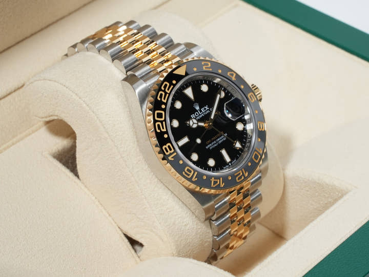 Rolex GMT-Master II Ref. 126713GRNR Stainless Steel/Yellow Gold Black Dial Jubilee Bracelet