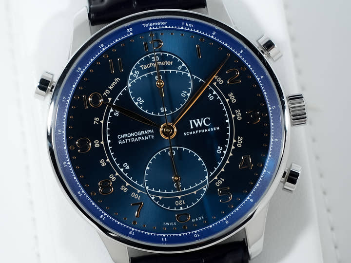 IWC ポルトギーゼ クロノグラフ ラトラパンテ ブティック ミラノ Ref.IW371222 SS ブルー文字盤 中古 757advm9