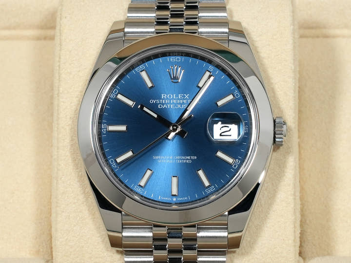 Rolex Datejust 41 Ref. 126300 Stainless Steel Azurro Blue Dial