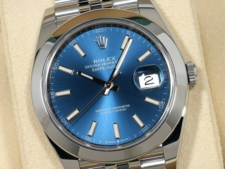 Rolex Datejust 41 Ref. 126300 Stainless Steel Azurro Blue Dial