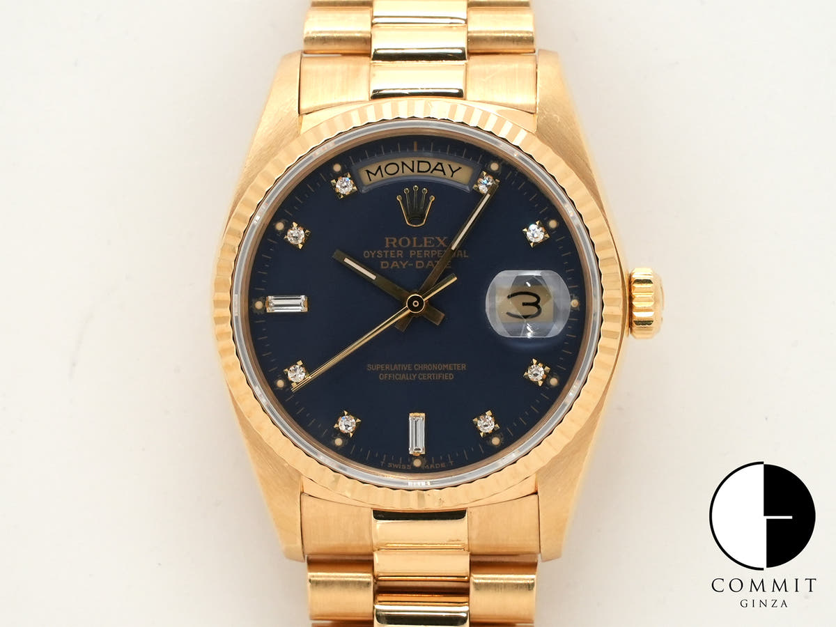ロレックス デイデイト36 Ref.18038A イエローゴールド ブルー文字盤